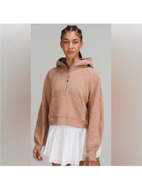 lululemon athletica Cropped Scuba Half-Zip Hoodie Tan Size M/L